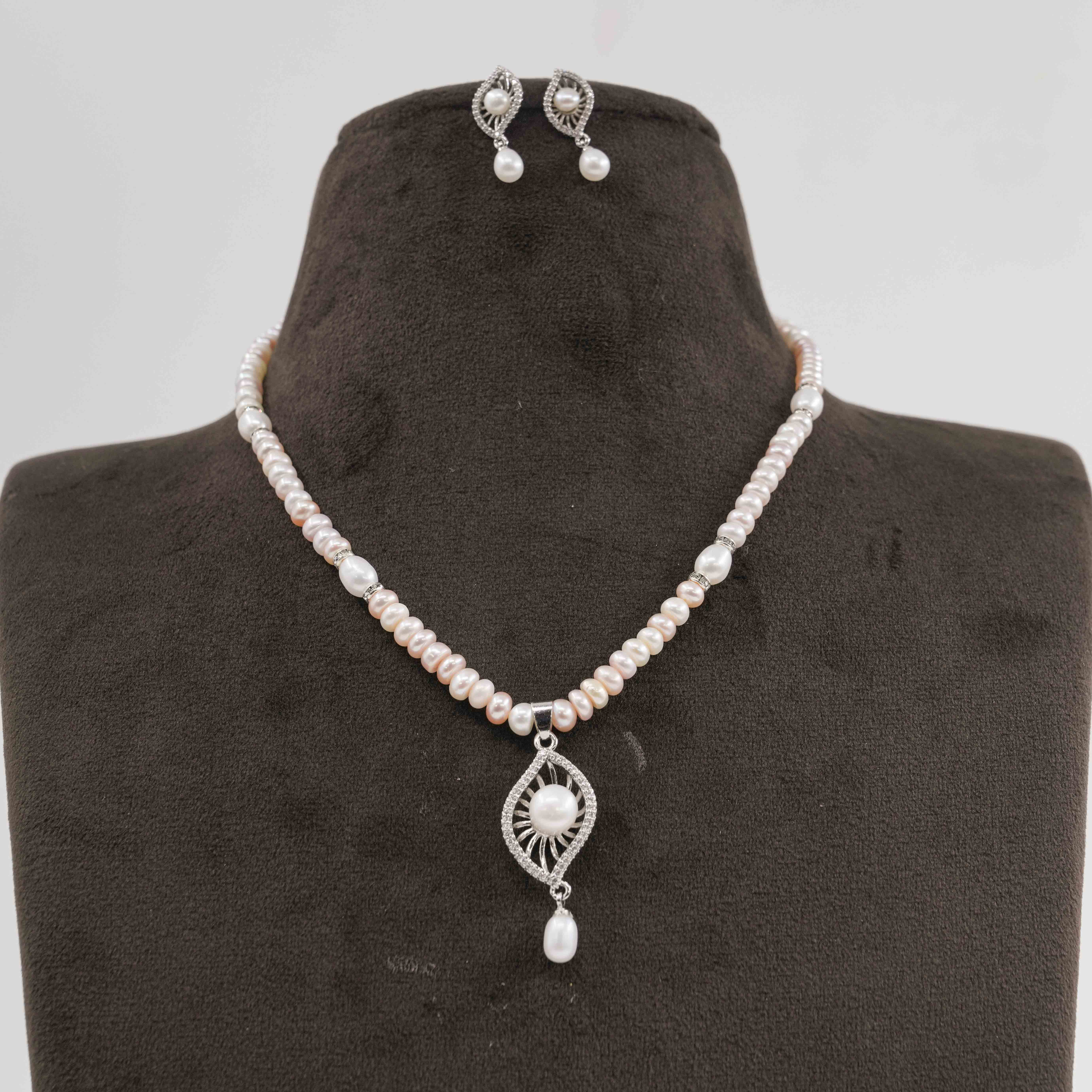 Order Flat Round Pearl Necklace Set online in Hyderabad